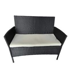 Salon de jardin 4 pi&egrave;ces r&eacute;sine tress&eacute;e noir