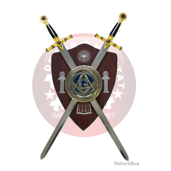 Amont S0335A - Bouclier ma�onnique en bois avec d�corations