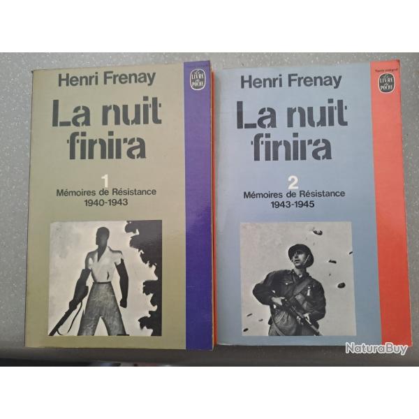 Lot 2 livres LA NUIT FINIRA Henri FRENAY T1 et T2MEMOIRES DE LA RESISTANCE 1940/1943 1943/1945