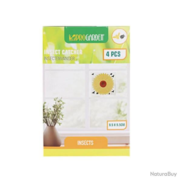4 Pi�ges � mouche adh�sif sans produits chimiques 9,5 x9,5cm