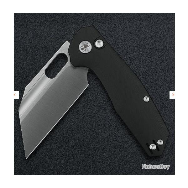 Couteau Ironfly YOLO Wharncliffe Lame Acier 14C28N Manche G10 Noir Button Lock KIVT IFVF02BK