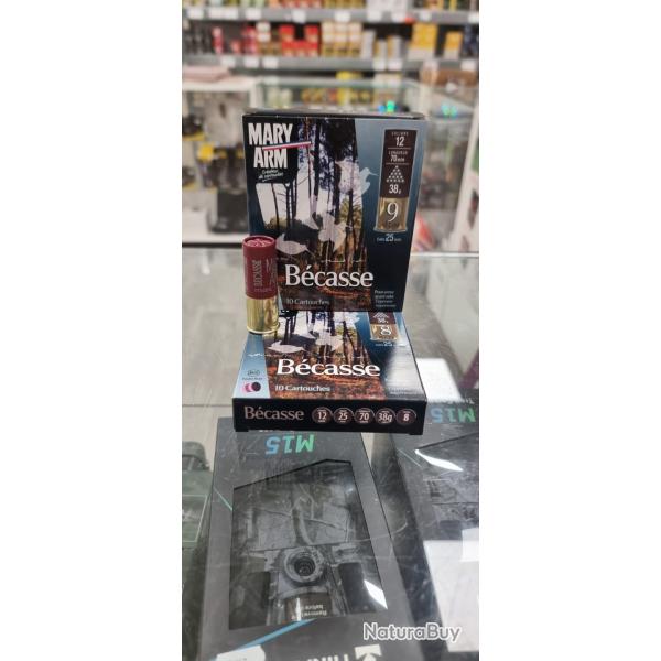 10 btes de 10 cartouches Mary Arm becasse 12/70 38 gr bourre grasse