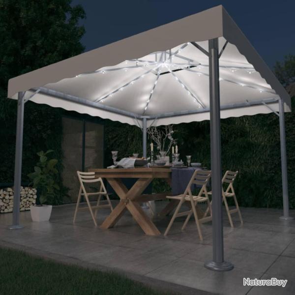 Tonnelle avec guirlande lumineuse LED 300x300cm Cr�me Aluminium