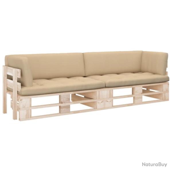 Canap� palette 2 places avec coussins Bois de pin impr�gn�