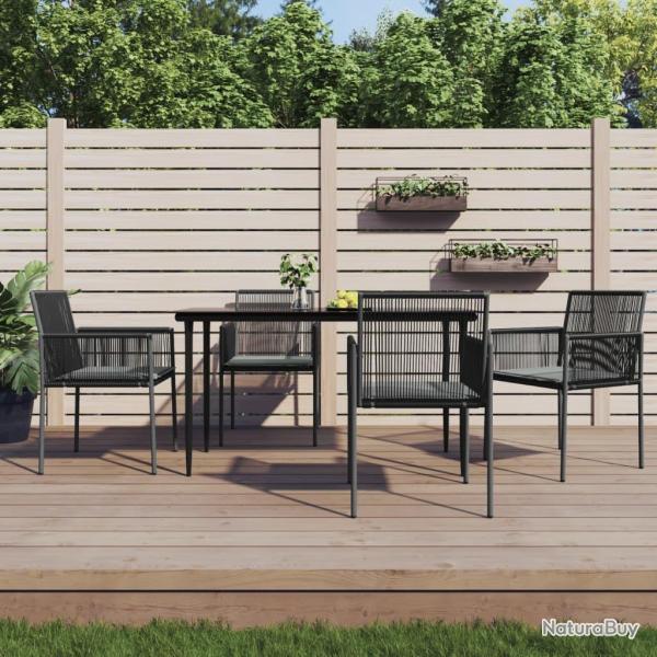 Ensemble � manger de jardin coussins 5pcs noir rotin et acier
