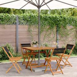 Ensemble &agrave; manger de jardin 5pcs noir polypropyl&egrave;ne bois massif