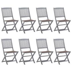 Chaises pliables d'ext&eacute;rieur lot de 8 et coussins Bois d'acacia