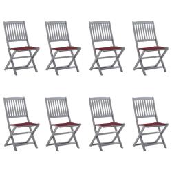 Chaises pliables d'extérieur lot de 8 et coussins Bois d'acacia