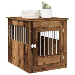 Meuble de cage chiens vieux bois 64,5x80x71cm bois d'ing&eacute;nierie