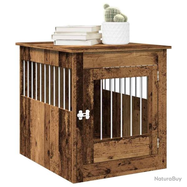 Meuble de cage chiens vieux bois 64,5x80x71cm bois d'ing�nierie