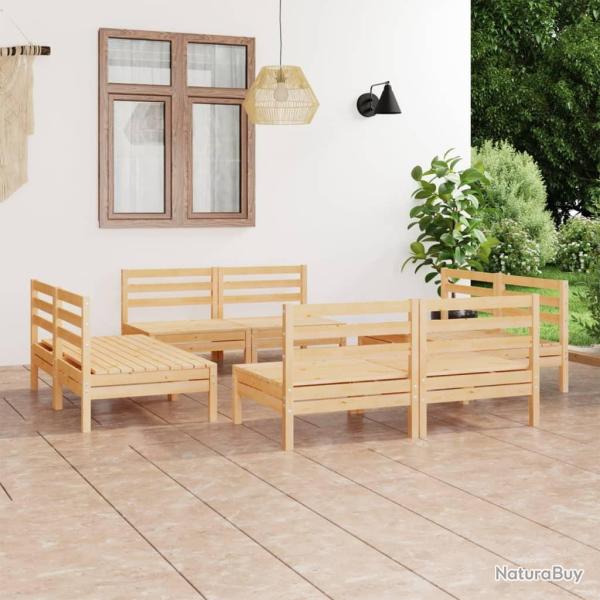 Salon de jardin 8 pcs Bois de pin massif