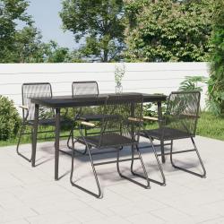 Ensemble &agrave; manger de jardin 5 pcs Noir Rotin PVC