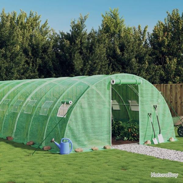 Serre avec cadre en acier vert 32 m� 8x4x2 m