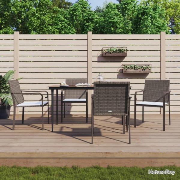 Ensemble � manger de jardin 5 pcs coussins r�sine tress�e acier