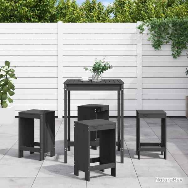 Ensemble de bar de jardin 5 pcs gris bois de pin massif