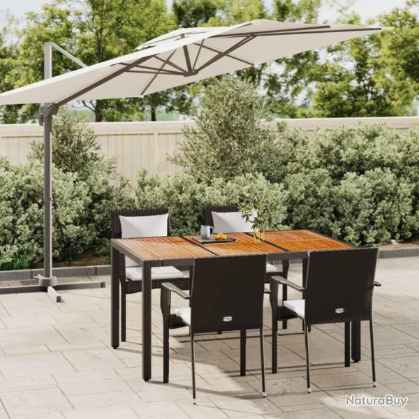 Ensemble � manger de jardin coussins 5pcs Noir R�sine tress�e