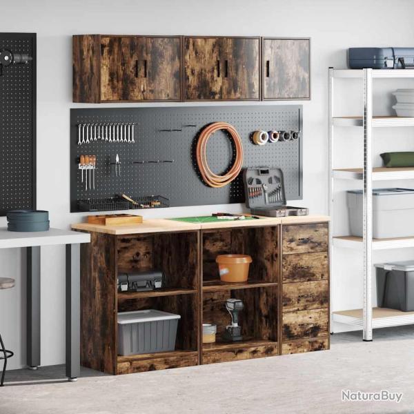 Armoires de garage 6 pcs chne fum bois d'ingnierie