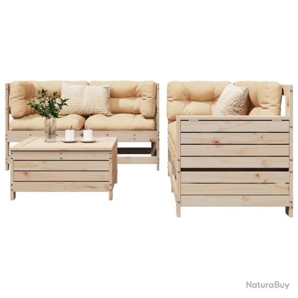 Salon de jardin 5 pcs bois de pin massif