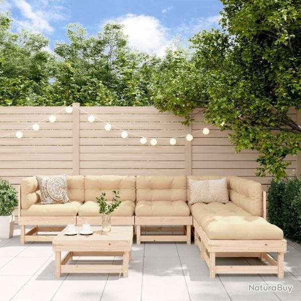 Salon de jardin 7 pcs Bois de pin massif