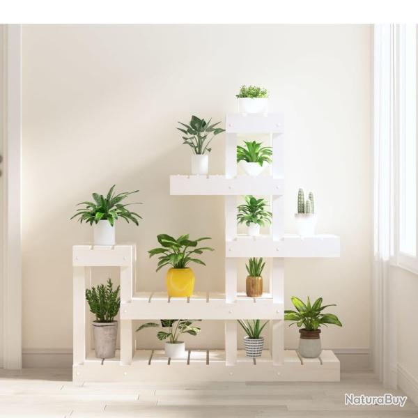 Support � plantes Blanc 92x25x97 cm Bois massif de pin