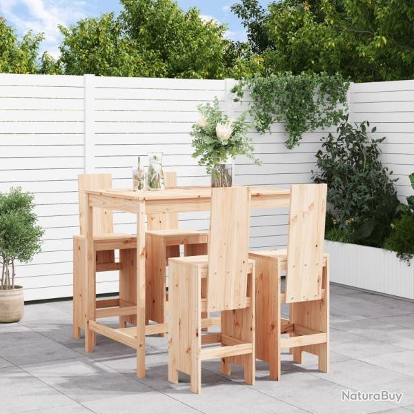 Ensemble de bar de jardin 5 pcs bois de pin massif