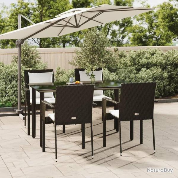 Ensemble � manger de jardin coussins 5pcs Noir R�sine tress�e