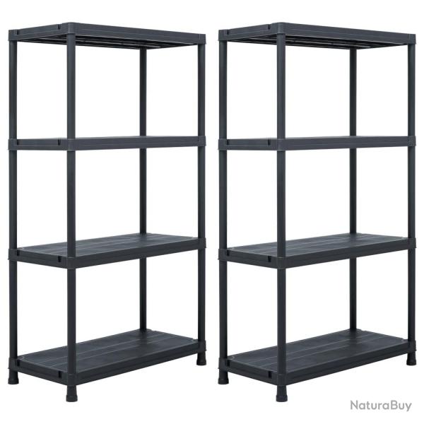 tagres de rangement 2 pcs Noir 60x30x138 cm Plastique