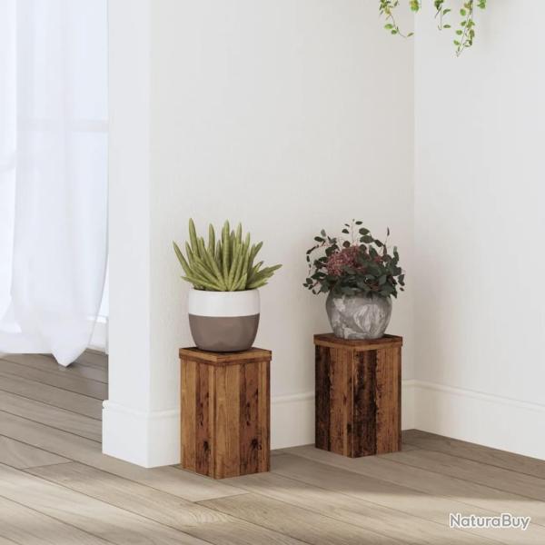Supports pour plantes 2 pcs vieux bois bois d'ing�nierie