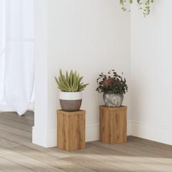 Supports pour plantes 2 pcs ch&ecirc;ne artisanal bois d'ing&eacute;nierie