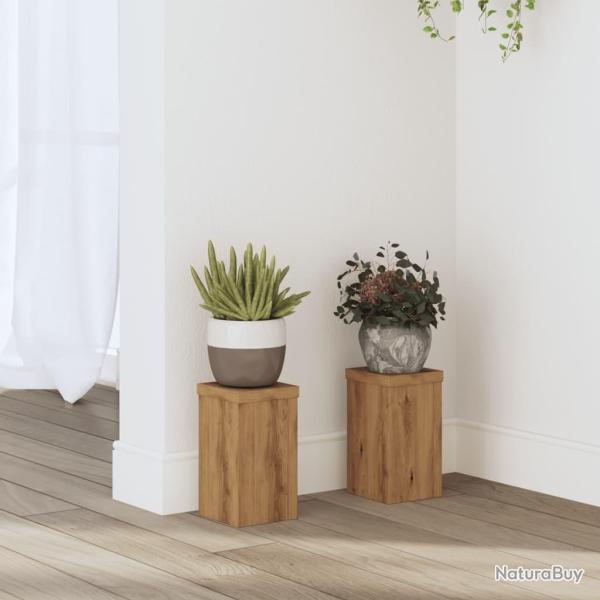 Supports pour plantes 2 pcs ch�ne artisanal bois d'ing�nierie