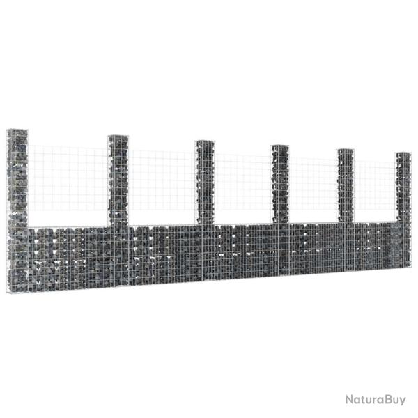 Panier de gabion en forme de U avec 6 poteaux Fer 620x20x200 cm