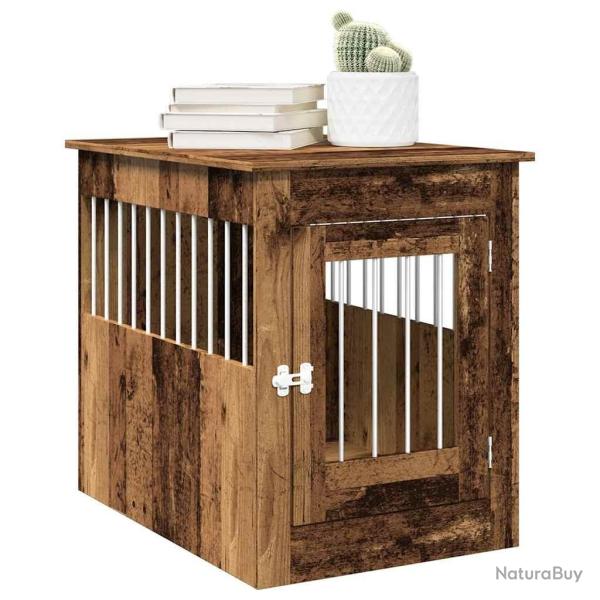 Meuble de cage chiens vieux bois 55x80x68 cm bois d'ing�nierie