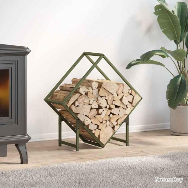Portant de bois chauffage vert olive 60x25x60 cm