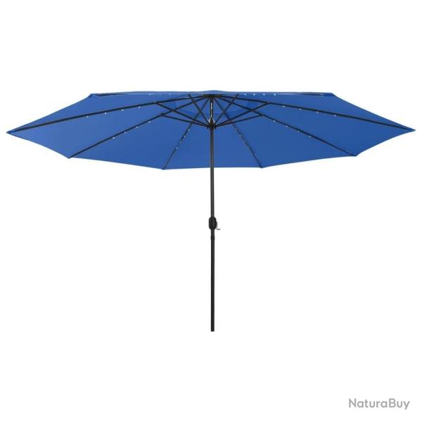 Parasol de jardin avec lumi�res LED et m�t en m�tal bleu azur�