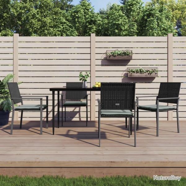 Ensemble � manger de jardin 5 pcs coussins r�sine tress�e acier