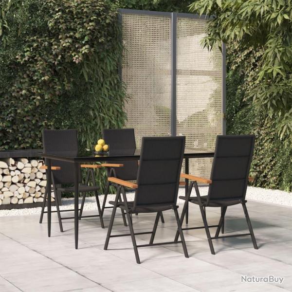 Ensemble � manger de jardin 5 pcs Noir et marron R�sine tress�e