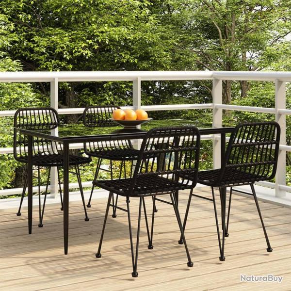 Ensemble � manger de jardin 5 pcs Noir R�sine tress�e