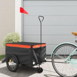 Remorque de v&eacute;lo noir et orange 30 kg fer