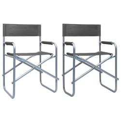 Chaises de metteur en sc&egrave;ne lot de 2 Acier Gris