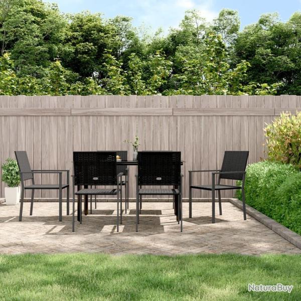 Ensemble � manger de jardin 7 pcs r�sine tress�e acier