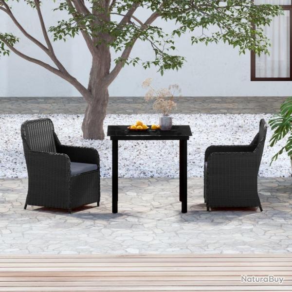 Ensemble � manger de jardin avec coussins 3 pcs noir