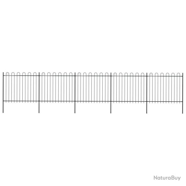 Cl�ture de jardin avec dessus en cerceau Acier 8,5 x 1,5 m Noir