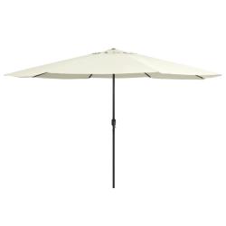 Parasol de jardin avec m&acirc;t en m&eacute;tal 390 cm blanc sable