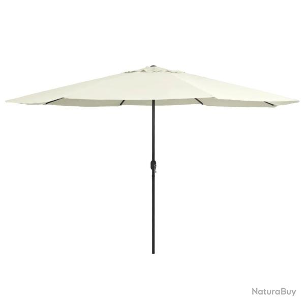Parasol de jardin avec m�t en m�tal 390 cm blanc sable