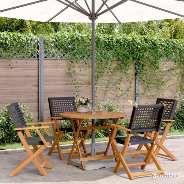 Ensemble � manger de jardin 5 pcs r�sine tress�e et bois massif