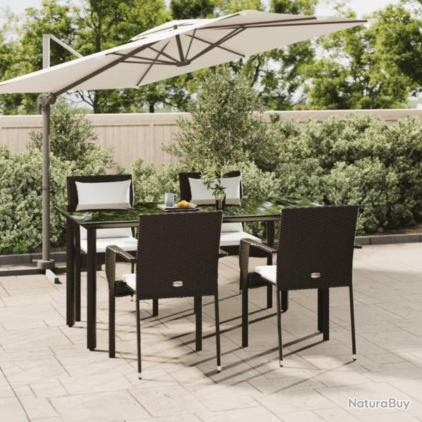 Ensemble � manger de jardin coussins 5pcs Noir R�sine tress�e