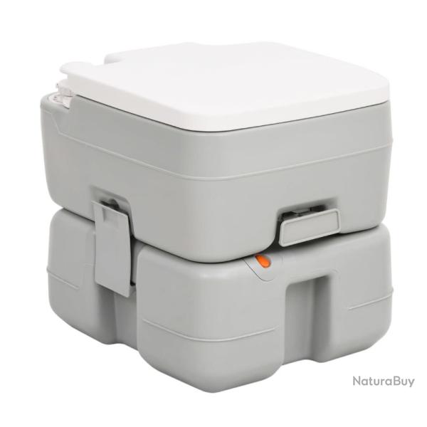 Toilette de camping portable gris et blanc 15+10 L en PEHD - D�placements, urgence, voyages