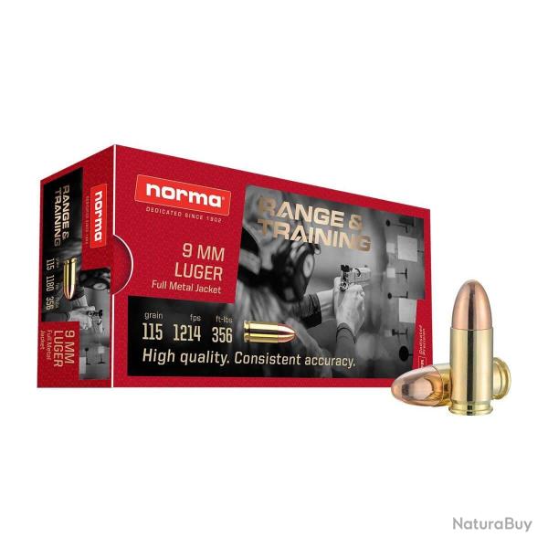 MUNITIONS NORMA 9X19 115GR FMJ X50