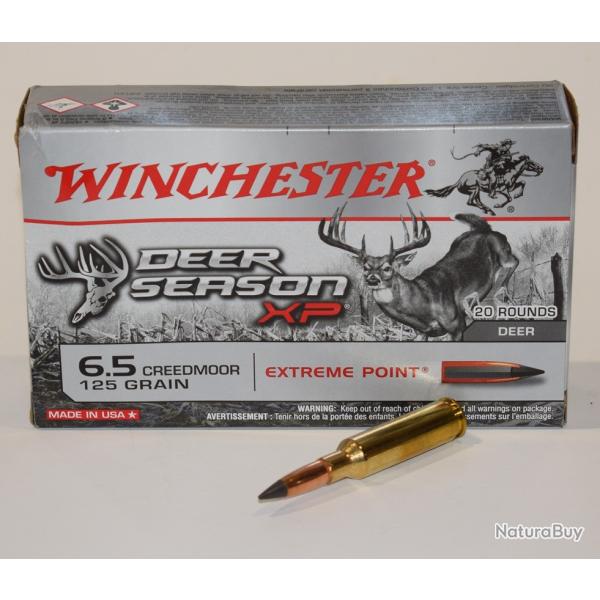 1 boite de 20 cartouches Winchester de calibre 6,5 Creedmoor, 125 grains extreme point