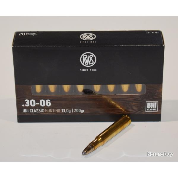 boite 20 cartouches calibre 30-06 RWS UNI Classic 200 grains